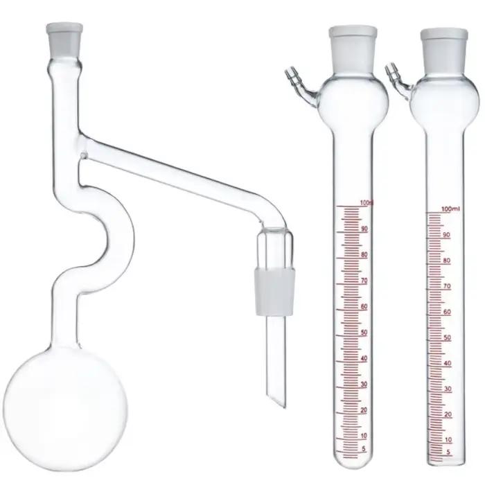 Ensemble d'équipement de Distillation sous vide de pétrole, Quartz à haute teneur en Borosilicate, huile lubrifiante, cire, cylindre de mesure, bécher sous vide JVLAB