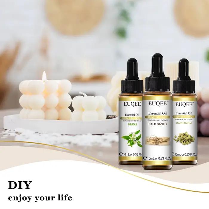 EUQEE 10ML Palo Santo huile essentielle naturelle avec compte-gouttes en verre origan cardamome marjorame fenouil citron Eucalyptus huiles aromatiques