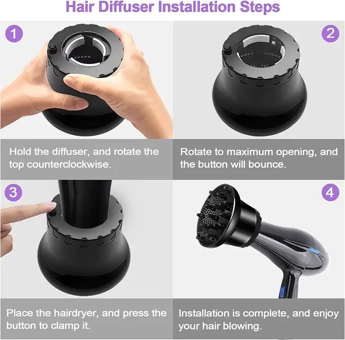 Diffuseur de Cheveux à Usage Spécial Adaptable pour Sèche-Cheveux avec Design Rotatif