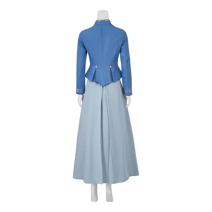 Costume de cosplay Enola Holmes, veste militaire bleue à double boutonnage de style victorien pour femmes, jupe longue à manches longues, tenue vintage