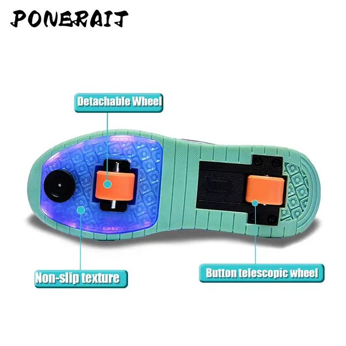 Patins à roulettes à 2 roues pour femmes et filles, baskets à roulettes rétractables, chaussures de sport de patinage pour enfants, adaptés aux touristes, mode
