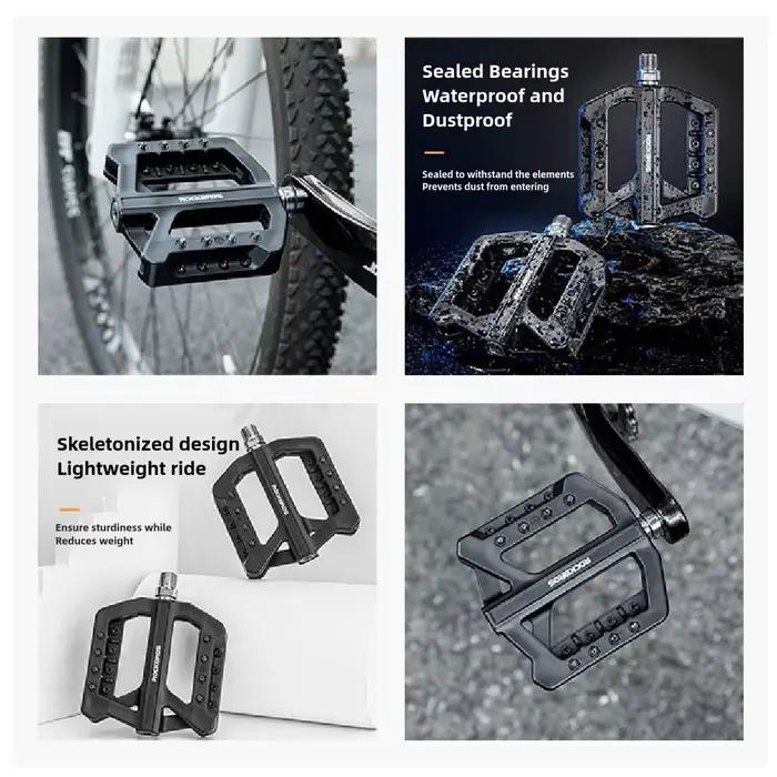 ROCKBROS vélo pédales en Nylon scellé DU roulement pédale antidérapante montagne route anti-dérapant vélo cyclisme alliage vtt pédale