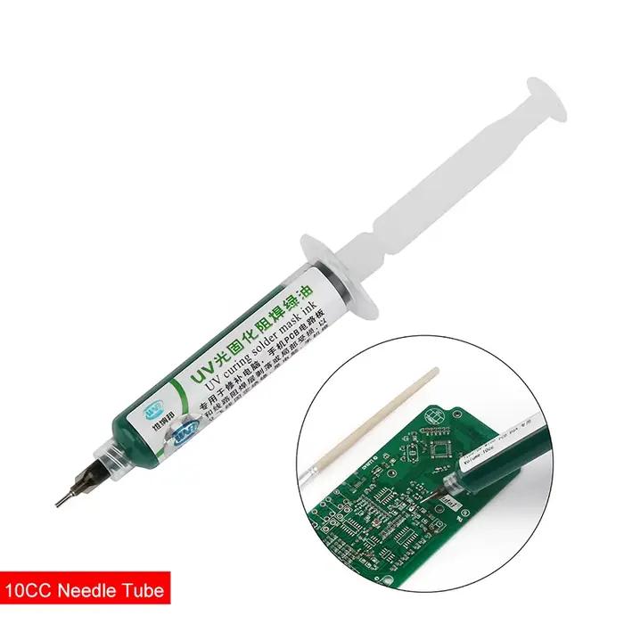 Masque de soudure au polymérisation UV à l'huile verte, peinture pour prévenir l'arcage corrosif pour outil de réparation de retouche de PCB BGA, brosse douce, aiguille lumineuse LED USB