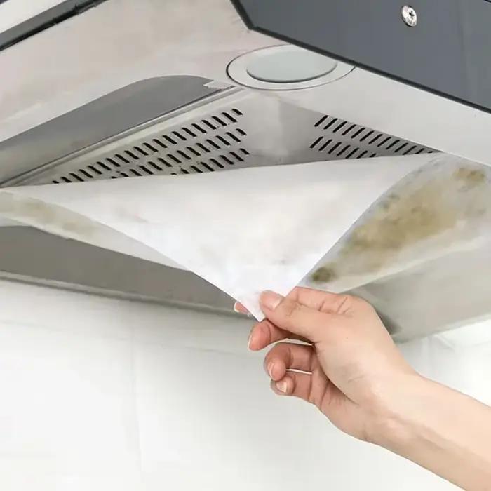 Filtre anti-graisse segmenté pour hotte de cuisine, autocollant absorbant l'huile en non-tissé, membrane filtrante jetable épaissie pour fumée d'huile