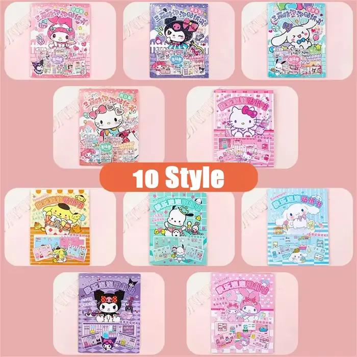 Sanrio Quiet Book Bubble Hello Kitty Cinnamoroll Kuromi My Melody Pochacco Jouet de dessin animé Livre d'autocollants de paysage Jouets