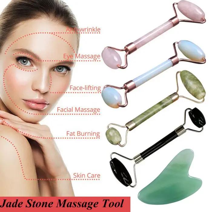 Jade pierre cou visage rouleau Guasha conseil corps masseur outil