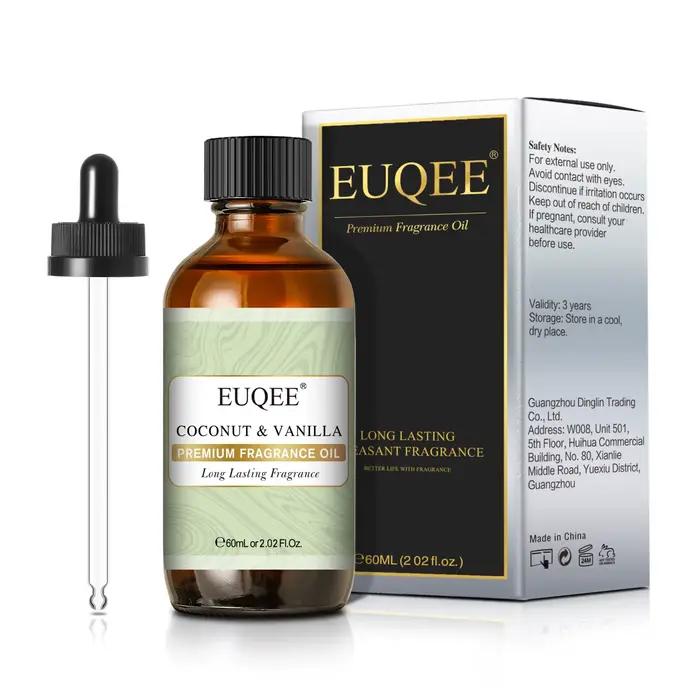 EUQEE 60ML huile parfumée Premium musc blanc brise de mer gomme à bulles chocolat cuir bébé poudre arôme