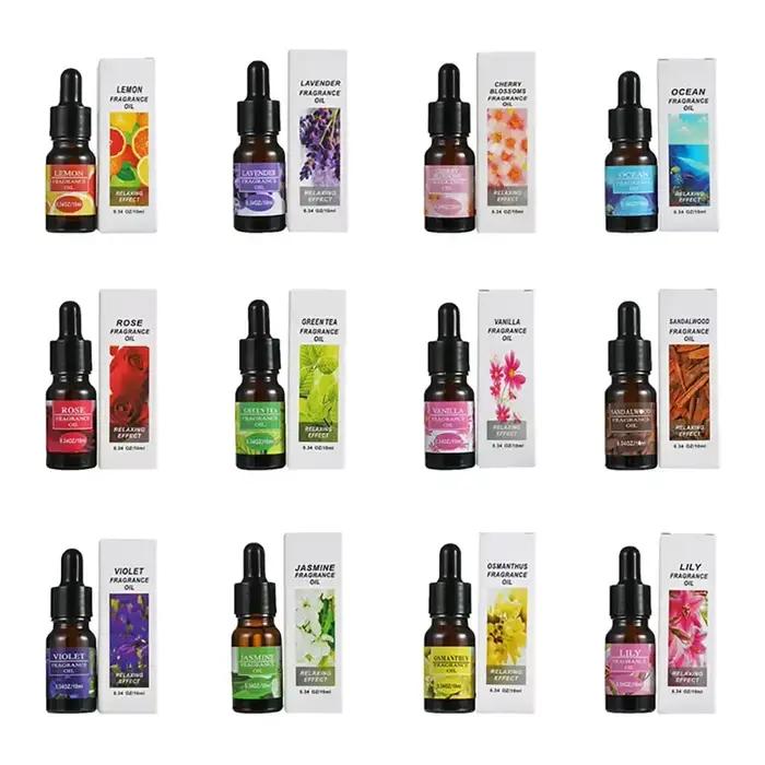 12 saveurs huiles essentielles pour diffuseur d'arôme humidificateur d'air maison soluble dans l'eau 10ml désodorisant