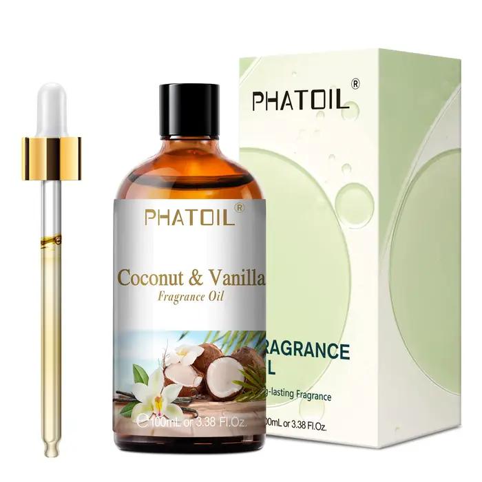 PHATOIL 100ml huile parfumée aux fruits avec compte-gouttes-noix de coco et vanille mangue pastèque fraise huiles d'aromathérapie pour diffuseur