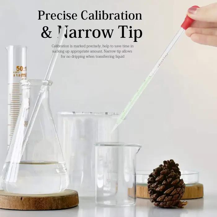 Pipettes de transfert en verre 3ML, compte-gouttes d'huile essentielle graduée, compte-gouttes pour liquide, Pipette en verre épais