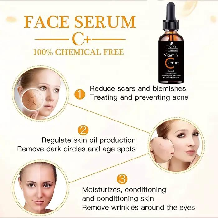 Essence de vitamine C anti-oxydation éclaircissante pour la peau huile essentielle VC acide hyaluronique