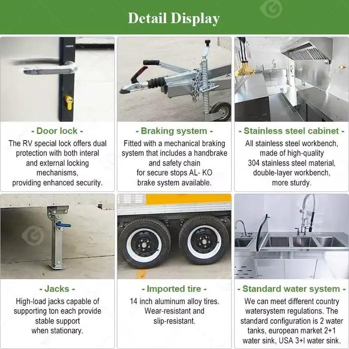 Chariot de nourriture mobile, bar itinérant, remorque à pizza, tente événementielle, camion combiné, stand alimentaire personnalisable