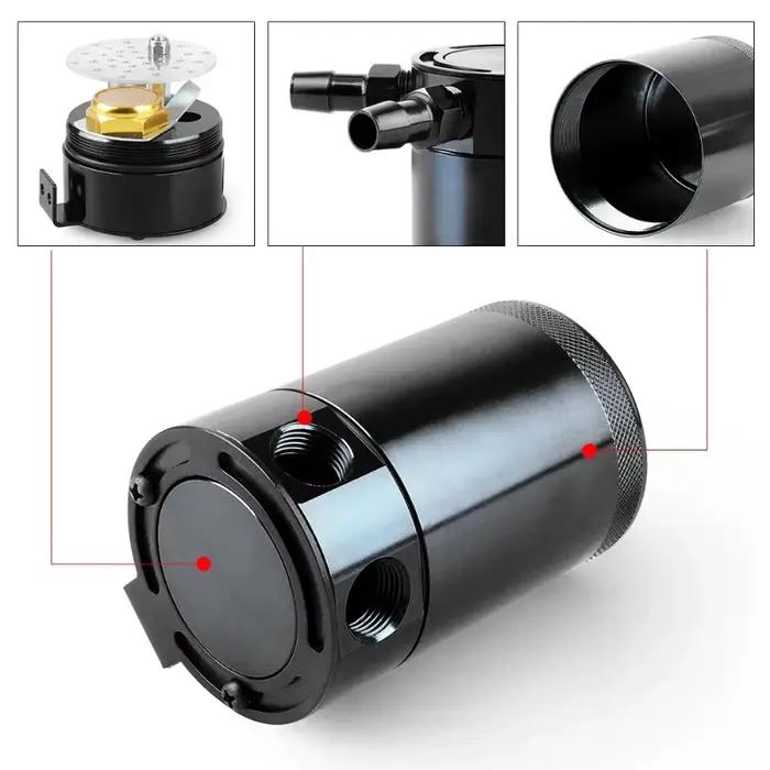 Réservoir d'huile en aluminium à 2 ports avec déflecteurs, 300 ml, séparateur d'huile usagée, pot de récupération des gaz d'échappement pour moteur