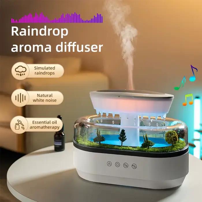 Humidificateur d'arôme goutte de pluie humidificateur d'air lumière colorée bruit blanc diffuseur d'huile essentielle diffuseur de parfum à ultrasons pour la maison