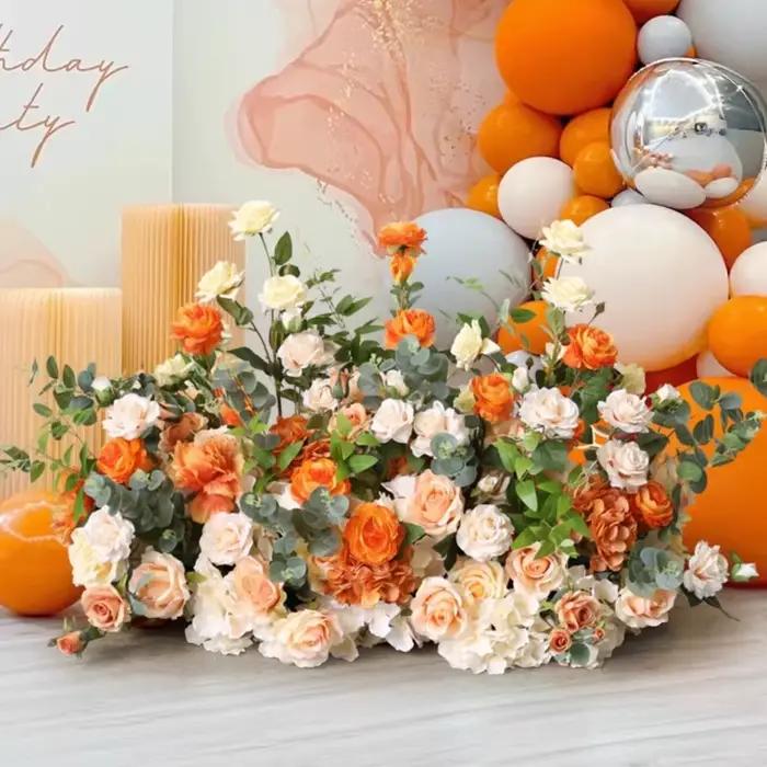 Hortensia rose orange pour décoration de fond de mariage, fleur pour fête d'anniversaire, vitrine de scène, fleur florale de sol, accessoire