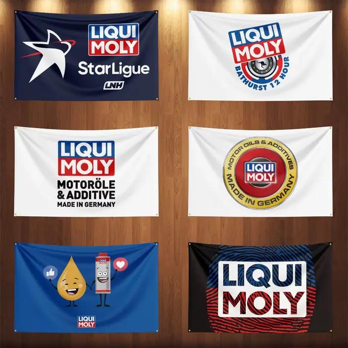 Drapeau d'huile de voiture à moteur L-LIQUIMOLYs, 3x5 pieds, atelier de course, bannières de voiture, tapisserie d'extérieur pour décoration d'huile moteur