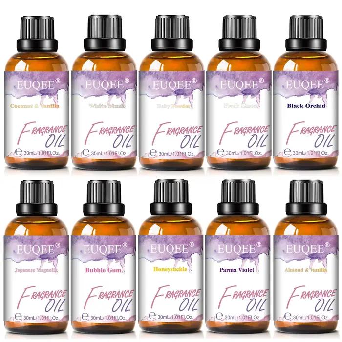 EUQEE 30ml huile parfumée Premium pour diffuseur aromathérapie noix de coco et vanille musc blanc gomme à bulles lilas arôme huiles parfumées