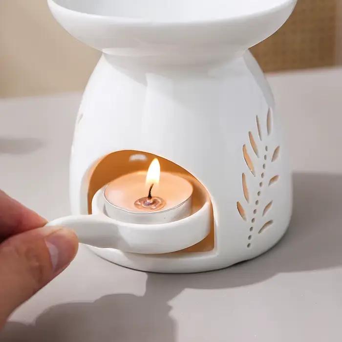 Brûleur d'encens creux en céramique blanche