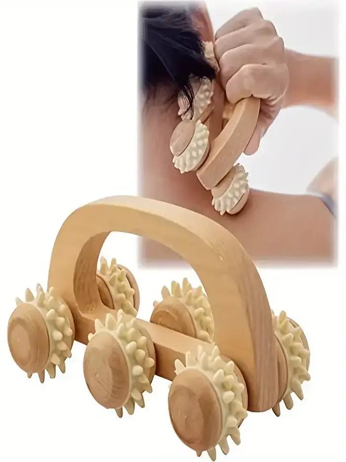 Outil de rouleau de Massage en bois, masseur manuel en bois, rouleau de Massage du dos en bois pour le Massage musculaire des tissus profonds du cou, des jambes et du dos, 1 pièces