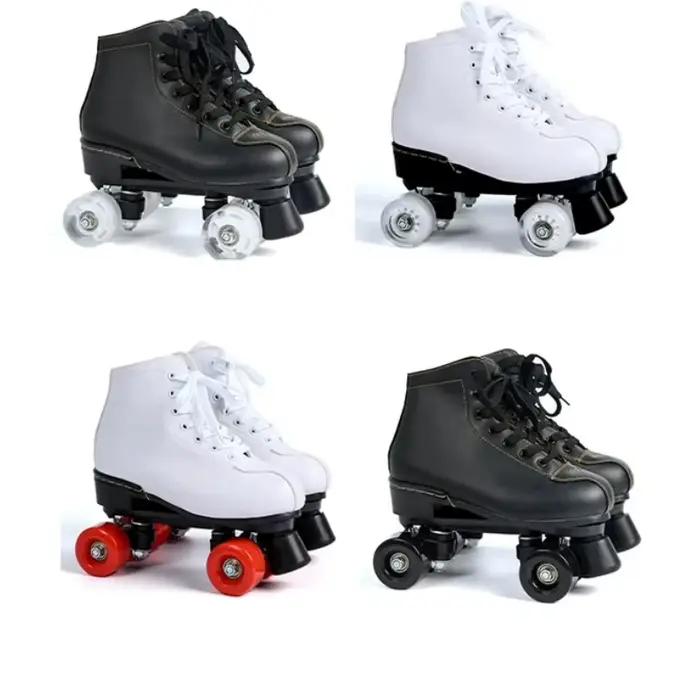 Patins à roulettes pour hommes et femmes, chaussures à 4 roues avec amortissement des chocs pour enfants et adultes, patins à roulettes confortables et durables