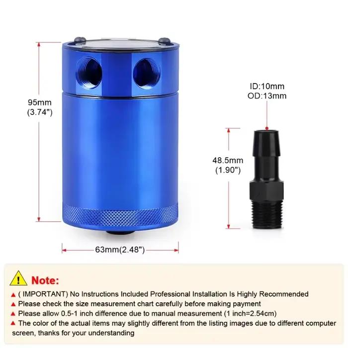 Réservoir d'huile en aluminium à 2 ports avec déflecteurs, 300 ml, séparateur d'huile usagée, pot de récupération des gaz d'échappement pour moteur