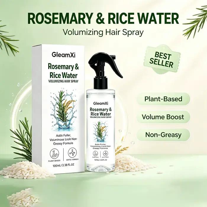 Spray capillaire à la rose et à l'eau de riz, formulé avec des extraits 100 % naturels, formule légère et non grasse pour des cheveux plus doux et lisses.