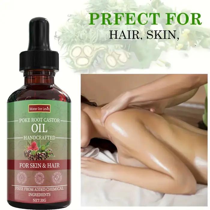 Huile de Ricin à la Racine de Poke pour Peau et Cheveux - Mixte Naturel Artisanal