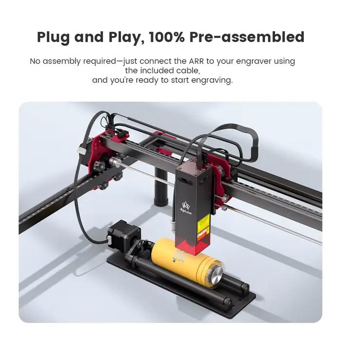 AlgoLaser ARR Y-Axis Rotary Roller 360 ° Accessoires universels rotatifs pour graveur laser à 95 % de précision pour la gravure d'objets cylindriques