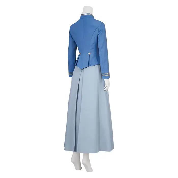 Costume de cosplay Enola Holmes, veste militaire bleue à double boutonnage de style victorien pour femmes, jupe longue à manches longues, tenue vintage