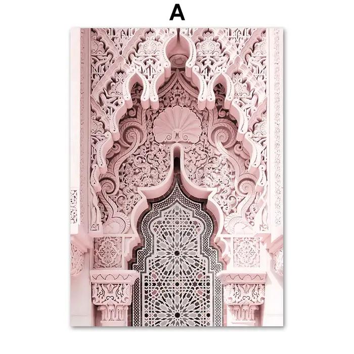 Mosquée maroc porte Rose Rose citation musulmane islamique nordique moderne photos mur Art impression toile peinture affiches pour la décoration intérieure