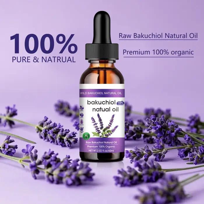 Huile pour le visage anti-âge au bakuchiol 60 ml - Alternative naturelle au rétinol avec de la lavande
