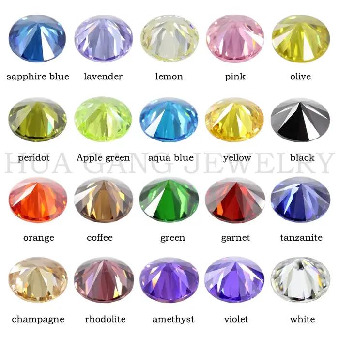 Pierre de zircone cubique multicolore 5A, forme ronde, coupe brillante, pierres précieuses synthétiques en vrac, perles pour bijoux 1.0 ~ 20mm AAAAA