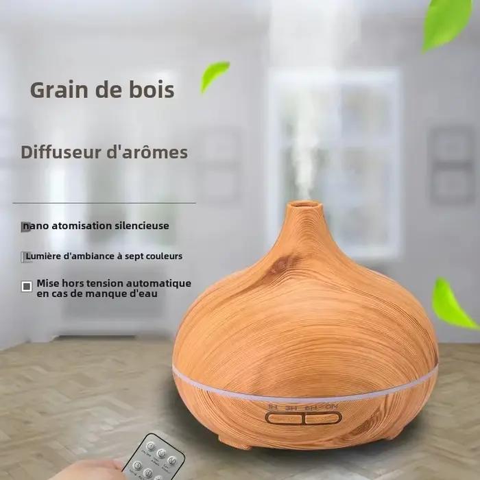 Diffuseur d'huiles essentielles à effet bois avec grande production de brume - Machine d'aromathérapie silencieuse pour