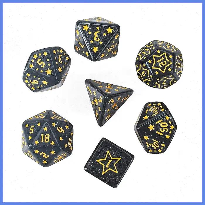 Jeu de dés polyédriques sur le thème de la galaxie pour jeux de société, dés à effet universel coloré et étonnant, accessoires de jeu de rôle