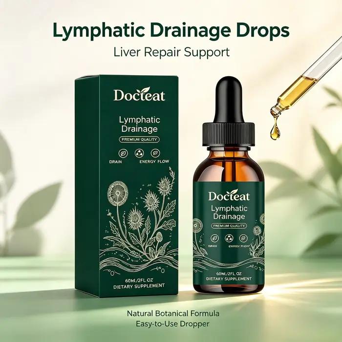 Docteat 60ml Gouttes de drainage lymphatique 1/3/5PCS Formule à base de plantes naturelles Nettoyage du foie Détoxification Élimination des toxines Complément alimentaire