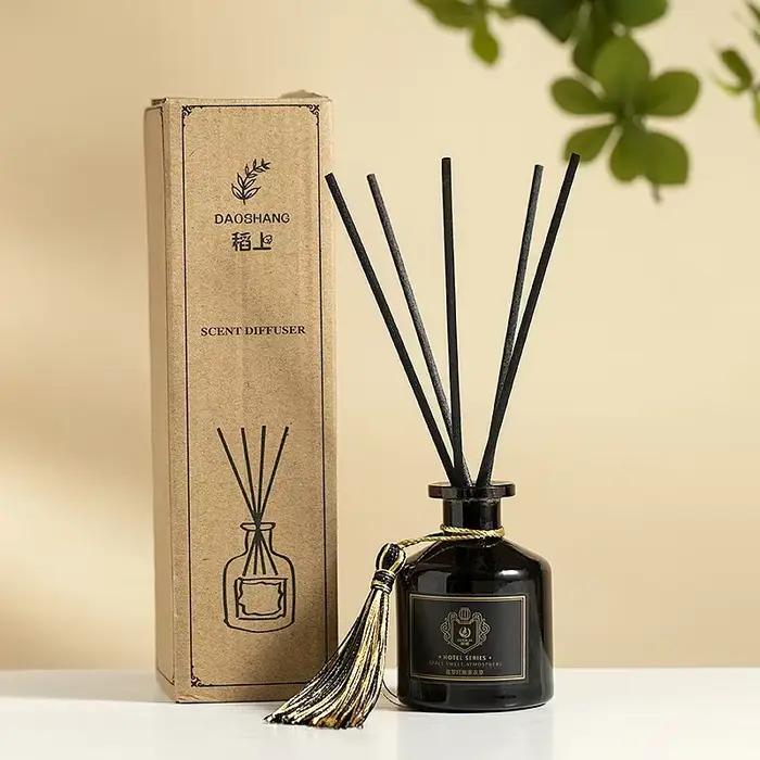 Ensemble diffuseur de parfum à bâtonnets en rotin