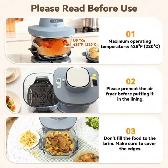 Doublures de friteuse à air jetables compatibles avec la friteuse à air Ninja, papier de cuisson pour friteuse à air en verre Ninja Crispi Pro 6 en 1, AS101CY
