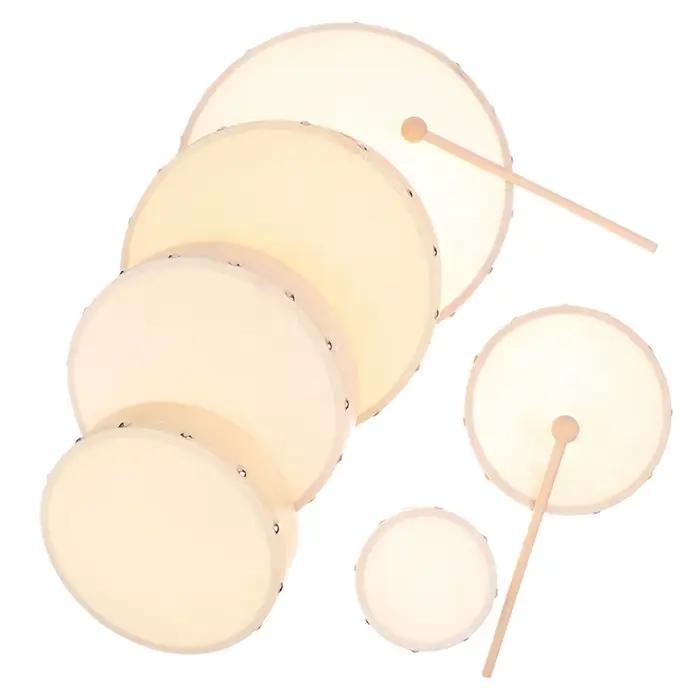 Tambours à cadre 4/6/7/8/9/10 pouces, tambour à main en bois avec baguette, jeu musical, jouet éducatif pour enfants, instrument de percussion