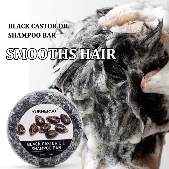 Barre de shampoing et après-shampooing 2 en 1 au ricin noir de 60 g