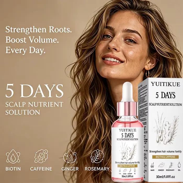 Sérum nutritif pour le cuir chevelu à la biotine et à la caféine 30ml YUITIKUE Gingembre Romarin Nourrit le cuir chevelu Renforce le volume des cheveux Essence de soin capillaire quotidienne