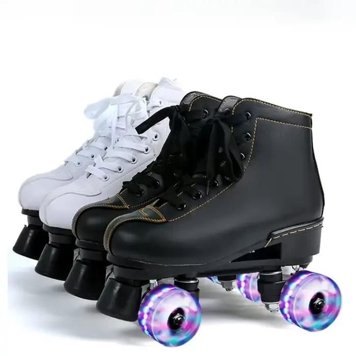 Patins à roulettes pour hommes et femmes, chaussures à 4 roues avec amortissement des chocs pour enfants et adultes, patins à roulettes confortables et durables