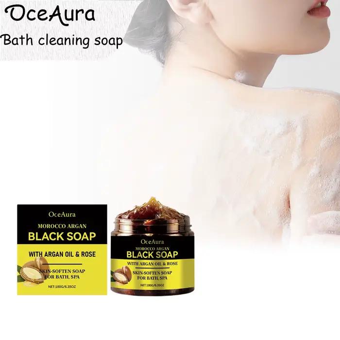 180g Savon noir à l'argan marocain Nettoyage en profondeur et hydratant longue durée Exfoliation douce et peau lisse