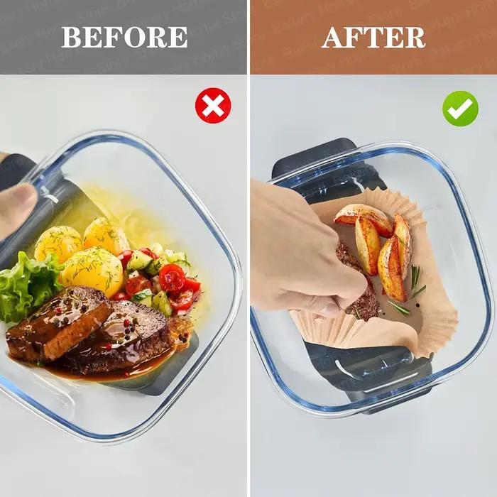 Doublures en papier jetables pour friteuse à Air Ninja Crispi FN101, 4 QT et 6 tasses, conteneurs en verre, tapis en papier parchemin antiadhésif