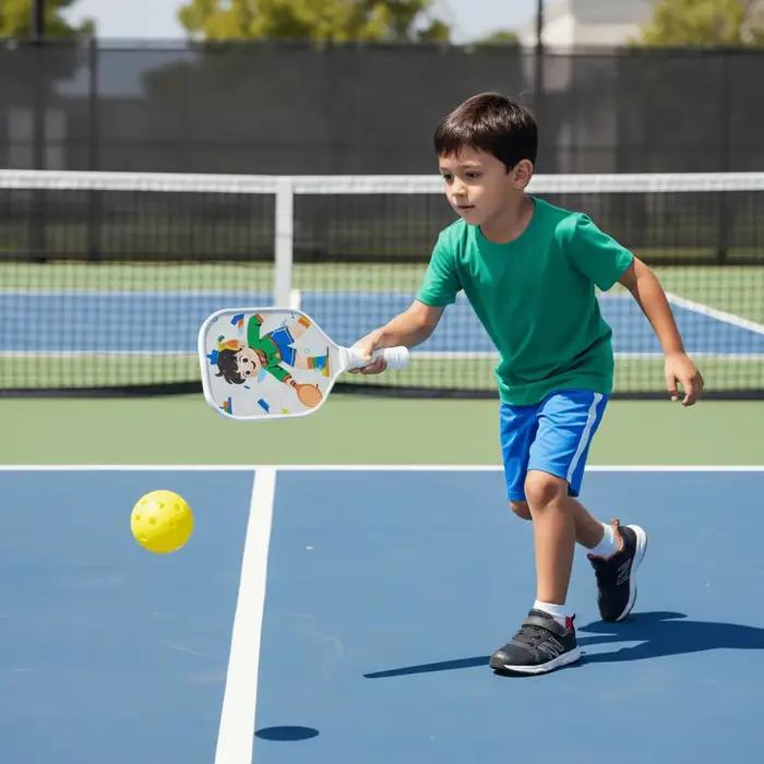 Ensemble de Pickleball pour enfants de dessin animé, raquettes de Pickleball colorées et durables pour enfants, 2 balles, poignée antidérapante