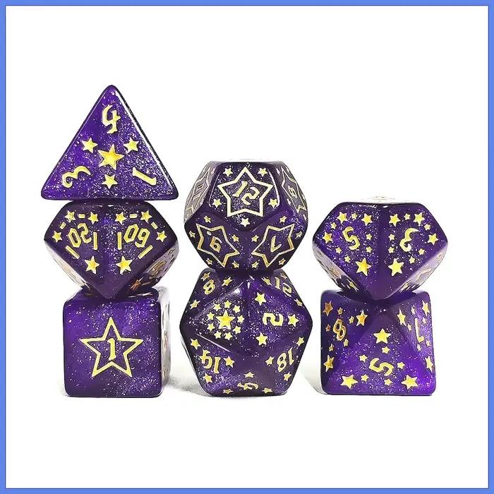 Jeu de dés polyédriques sur le thème de la galaxie pour jeux de société, dés à effet universel coloré et étonnant, accessoires de jeu de rôle