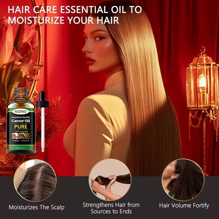 1 pièce/2 pièces/3 pièces d'huile essentielle de ricin pure - Huile naturelle à base de plantes, pressée à froid et non raffinée, adaptée pour les massages, les bains, les soins du visage, du corps, d