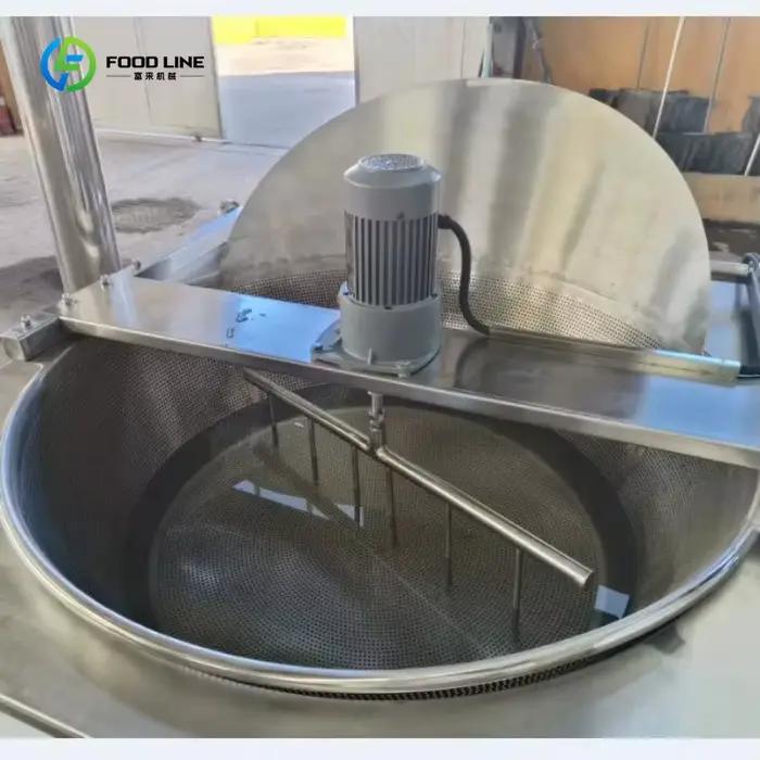 Friteuse électrique commerciale personnalisée de 450 L pour snacks frits, avec contrôle PLC automatique, pour friture à l'huile et cuisson à la wok