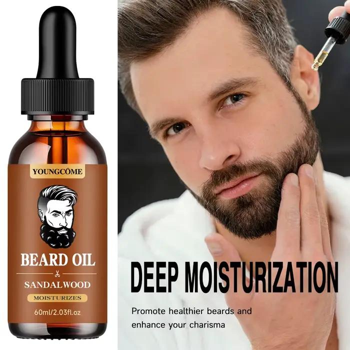 Huile de croissance de barbe bio et baume au bois de santal 1/2/4 Set-24H nourrissant