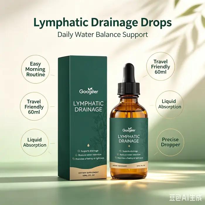 Gouttes de drainage lymphatique à base de plantes pour soulager les ballonnements