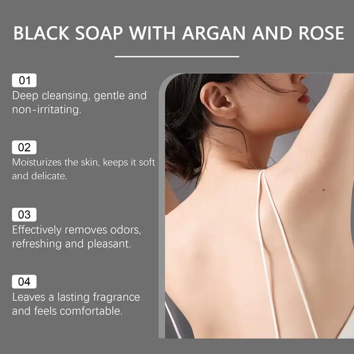 Savon Nettoyant Noir Exfoliant Corporel Purifiant Anti-Points Noirs Contrôle du Sébum Éclaircissant Crème Gommante Douce pour le Corps